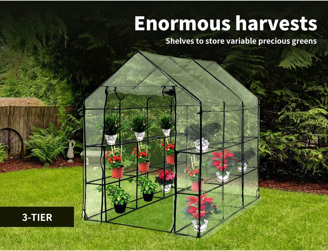 Levede 3 Tier Walk in Greenhouse Garden Shed PVC Cover Film Tunnel Green House image number 5