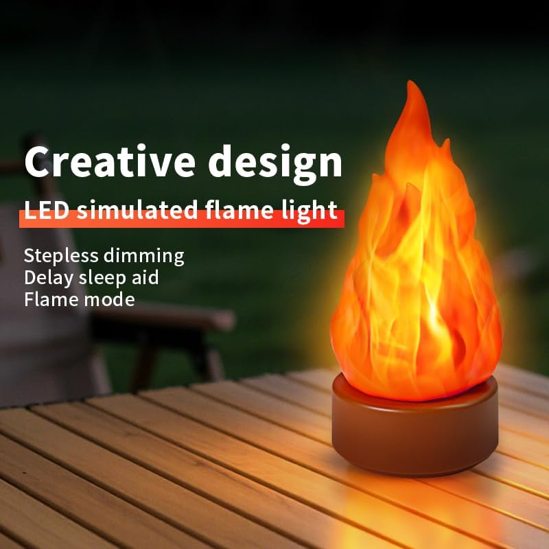 Werncy Rechargeable 3D Flame Light with 3 Modes: Long-Lasting, Flickering, and Timed Realistic Flame Effects, Suitable for Indoor/Outdoor Halloween, Christmas, Camping, and Home Decoration