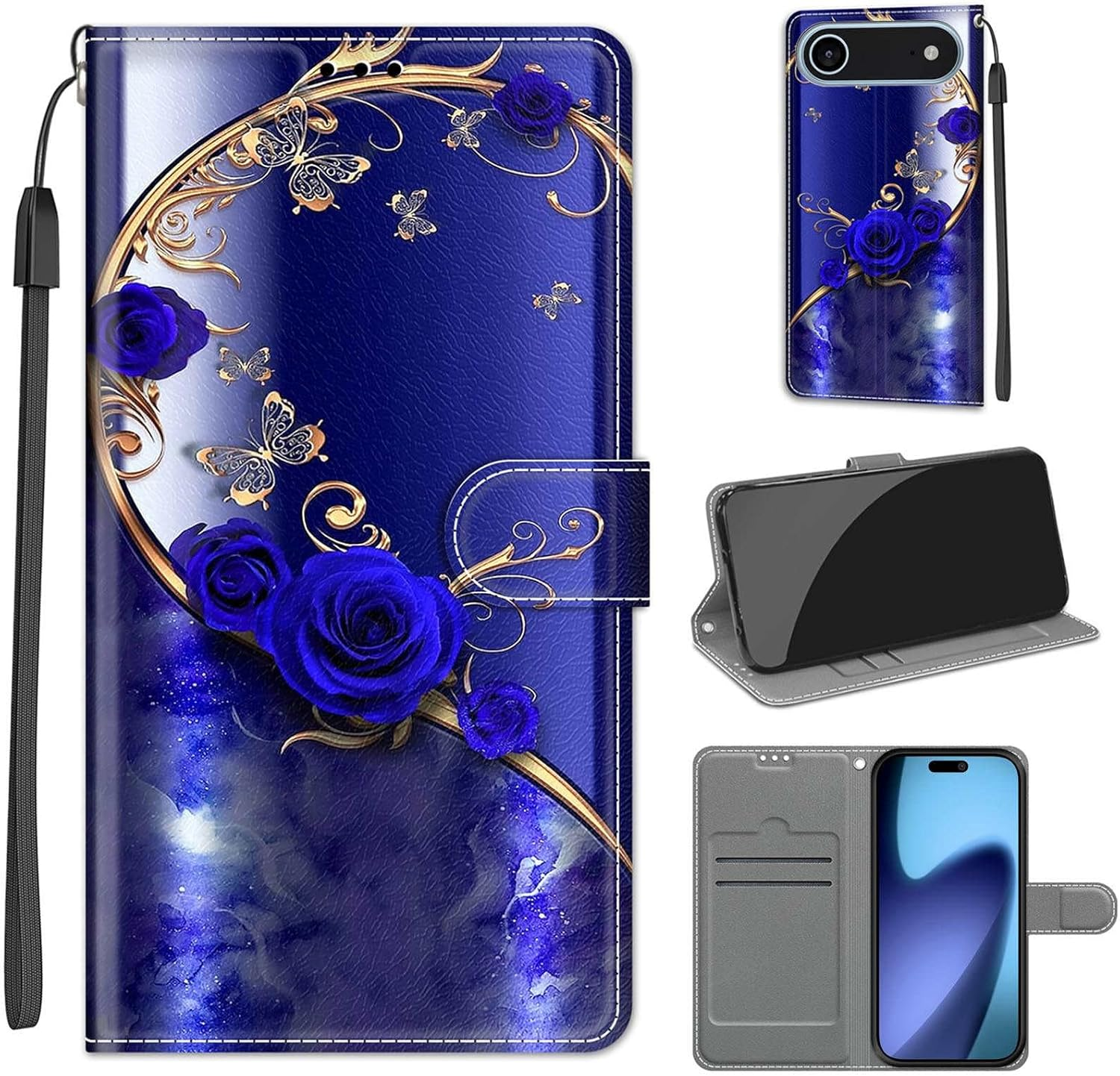 Mobile Phone Case for Iphone 17 Air Case, Premium Leather Flip Foldable Shockproof Magnetic [Stand Function] [Card Slots] Protective Case - Butterfly - Pic:02 image number 7