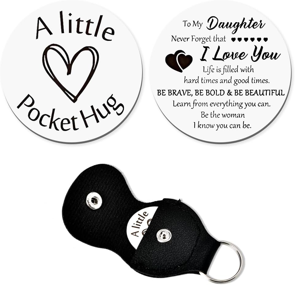 Pocket Hug Token Keychain Gifts for Women Men Engraved Inspirational Wedding Graduation Birthday Gifts for Teen Girls Boys