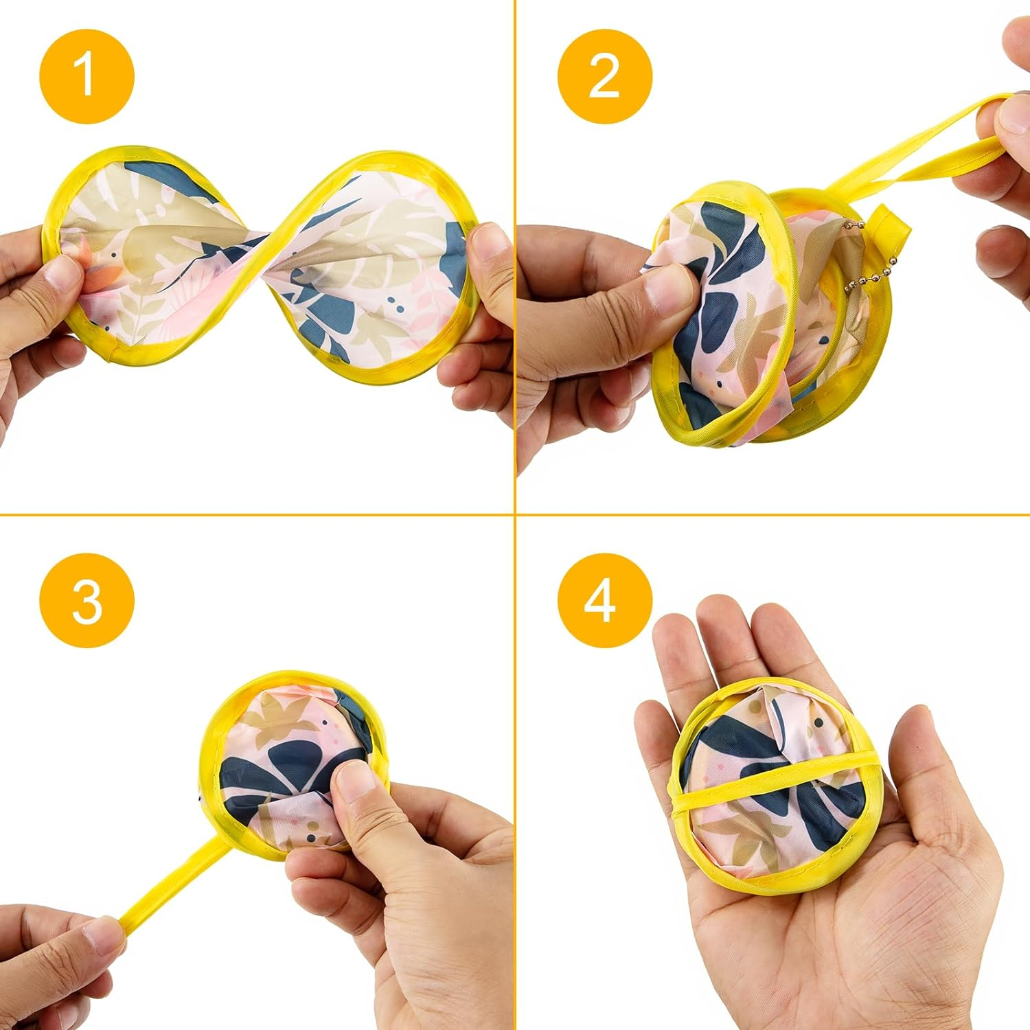 HDBHBH 4Pcs Floral round Foldable Hand Fan - Japanese Style Handheld Foldable Compact Cooling Fans for Outdoor Games, Xmas Decoration, Festival, Party Favors,Travel - 4Pcs Floral image number 6