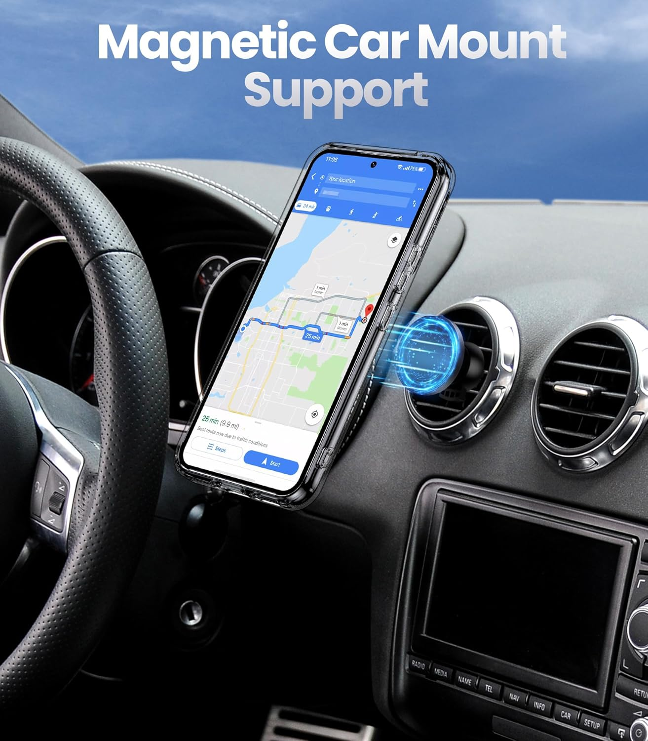 SHIELDS up Galaxy S24 plus Case with Stand, Clear with Double Ring Holder [Adjustable & Foldable] Shockproof Protective Cover for Samsung Galaxy S24 Plus image number 7