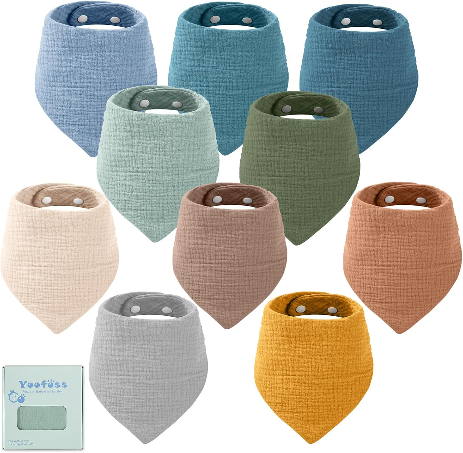 Yoofoss Baby Muslin Bibs 10 Pack Bandana Drool Bibs for Boys Girls Neutral, 100% Cotton Soft Absorbent Baby Bibs for Teething Drooling, Flower