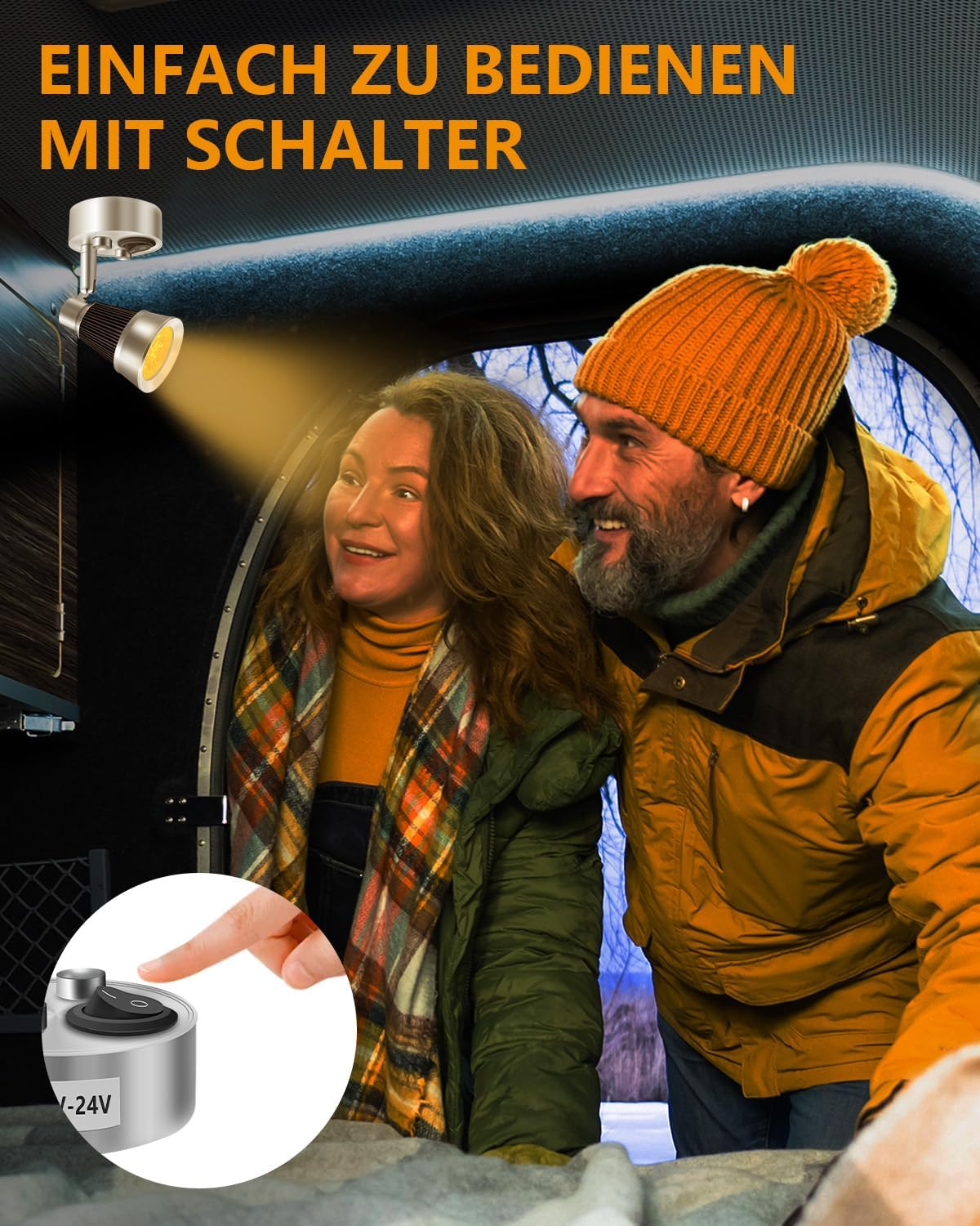 Bonlux 12 V LED Spot Reading Light Reading Lamp with Switch USB LED Lamp Interior LED Light 12 V Motorhome 3 W Warm White 3000 K for Caravan, Boat, Motorhome, Camper, Caravan, Pack of 2 image number 4