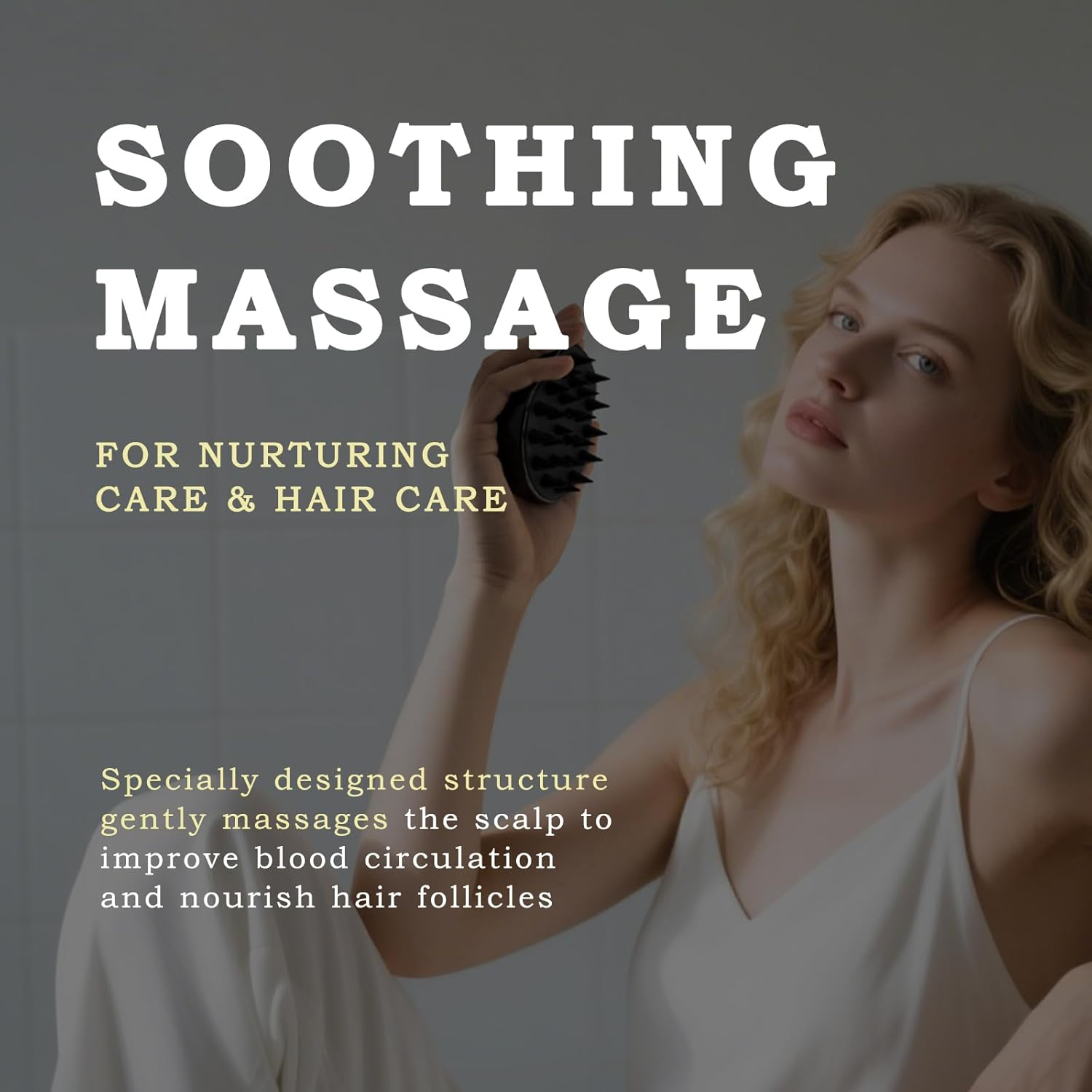 Hair Scalp Massager Shampoo Brush, Freatech [Wet & Dry] Manual Head Scalp Massage Brush, Soft Silicone Bristles Care for the Scalp, Exfoliate and Remove Dandruff, Promote Hair Growth - Black image number 6