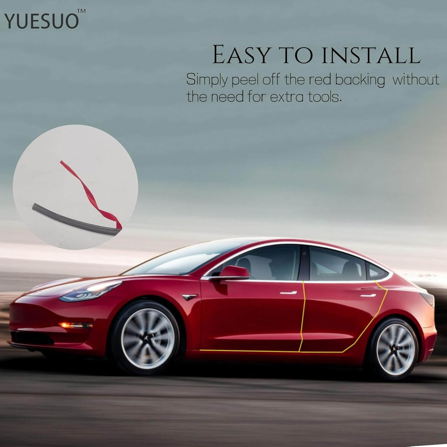 YUESUO Clear Car Door Edge Guards Rubber U Channel Edge Trim 16.4Ft for Most Car No Tools Required (Clear, 16Ft) image number 6