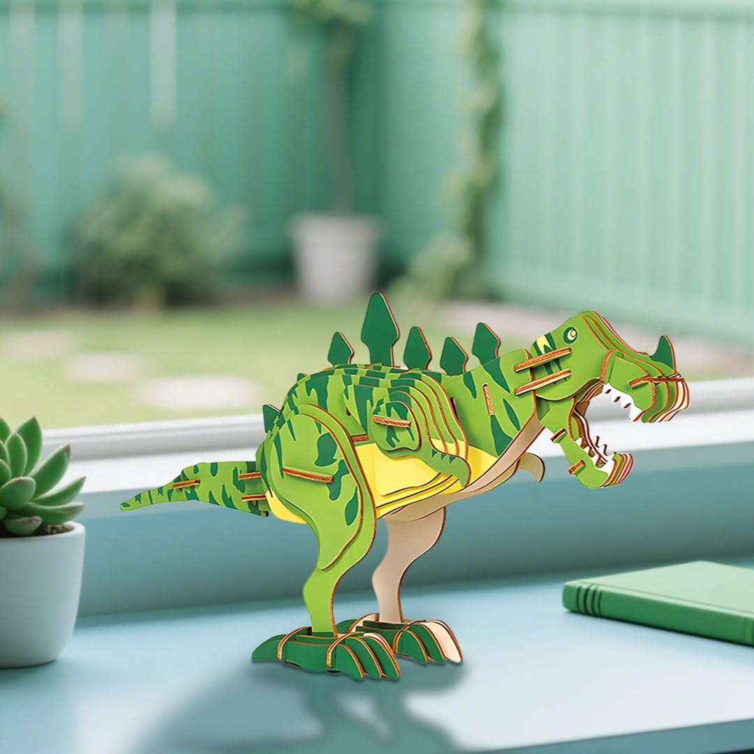 3D Wooden Puzzle T-Rex Dinosaur Tyrannosaurus Rex DIY Model Kit &ndash; 67Pcs Laser-Cut Snap-Fit Assembly, No Glue STEM Craft Home Decor Desktop Ornament Gift image number 2