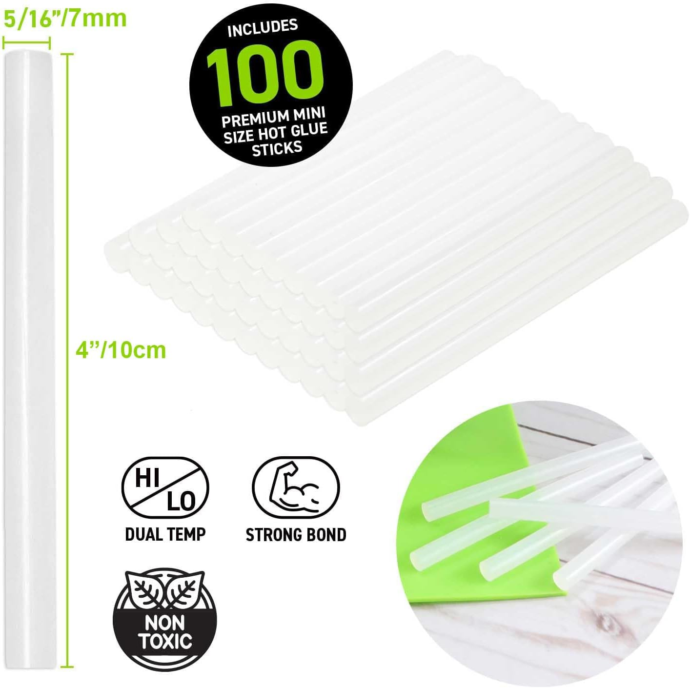 100Pack Hot Glue Sticks -7Mm X 100Mm Hot Glue Gun Sticks， 5/16" D, 4" L Hot Melt Glue Sticks for DIY Hobby Craft General Repairs, Home Decoration and Gluing Projects image number 5