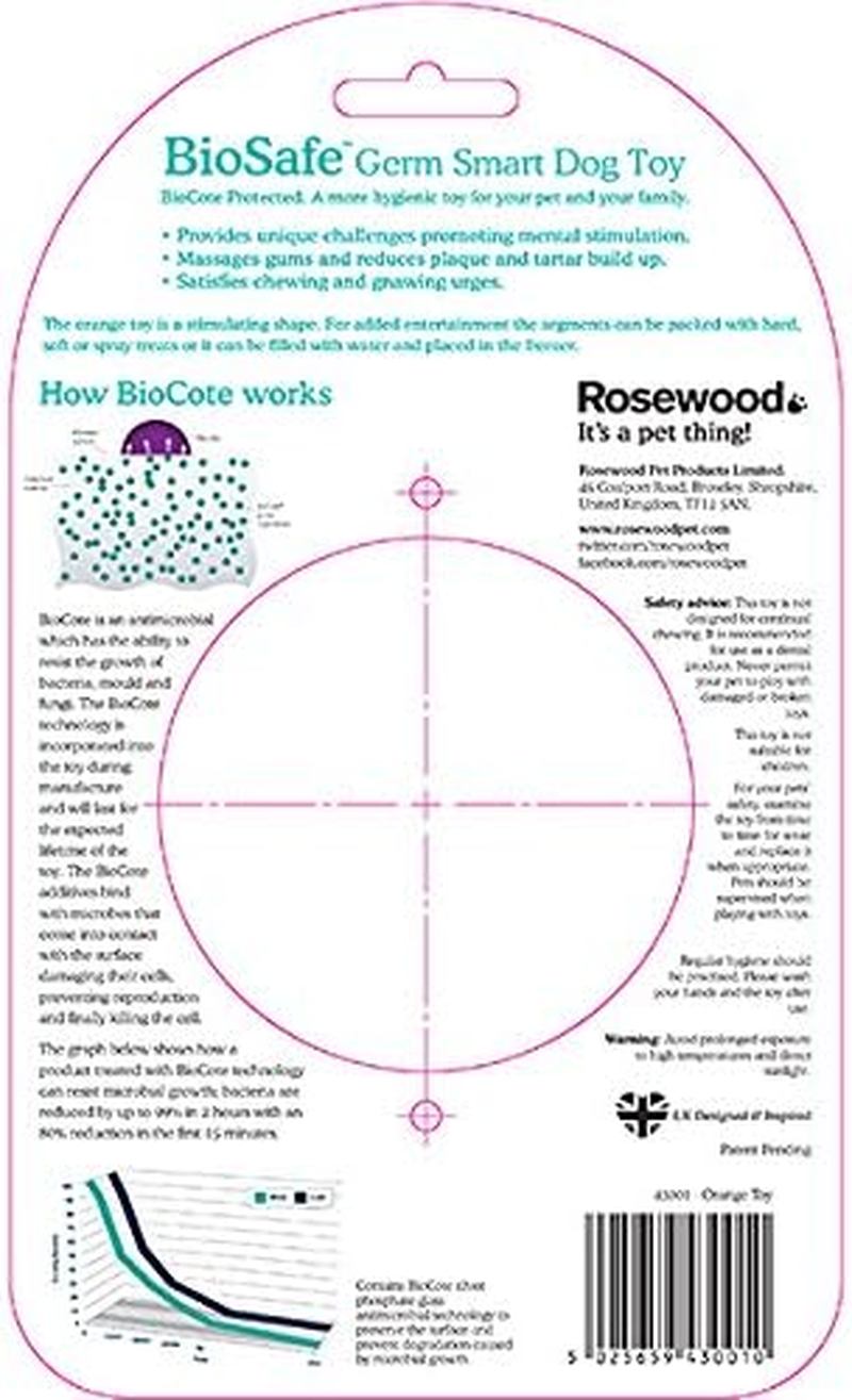 Rosewood 43001 Biosafe Orange Germsmart Dog Toy image number 2