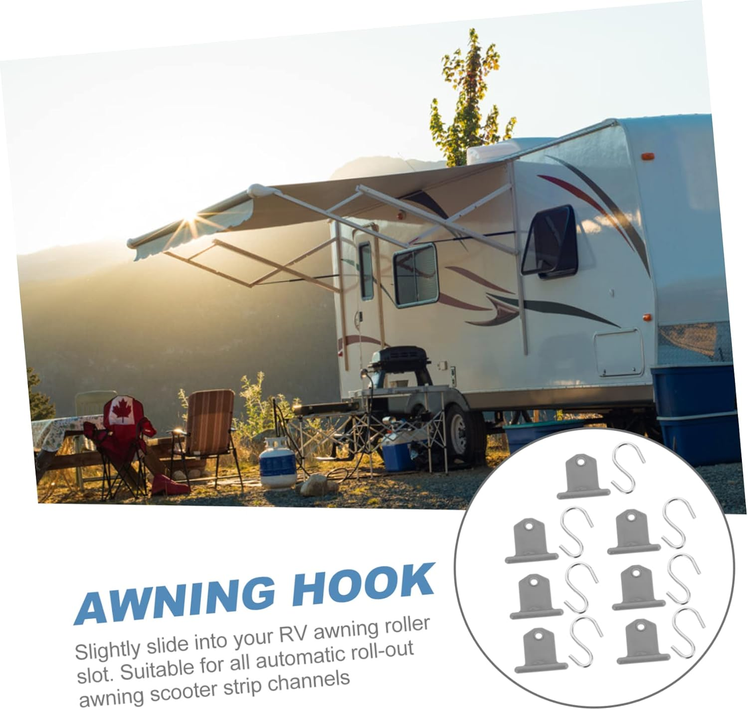 Totority 7Pcs Camping Awning Hooks Replacement for Rv Caravan Rail Hook Lightweight Awning Piping Accessories image number 6