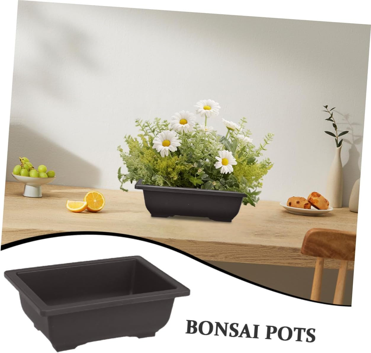 BESPORTBLE 5Pcs Rectangular Plastic Bonsai Planters for Home Gardening, Small Succulent Plant Pots without Tray, Sturdy Reusable Flower Containers for Indoor and Outdoor Use image number 4
