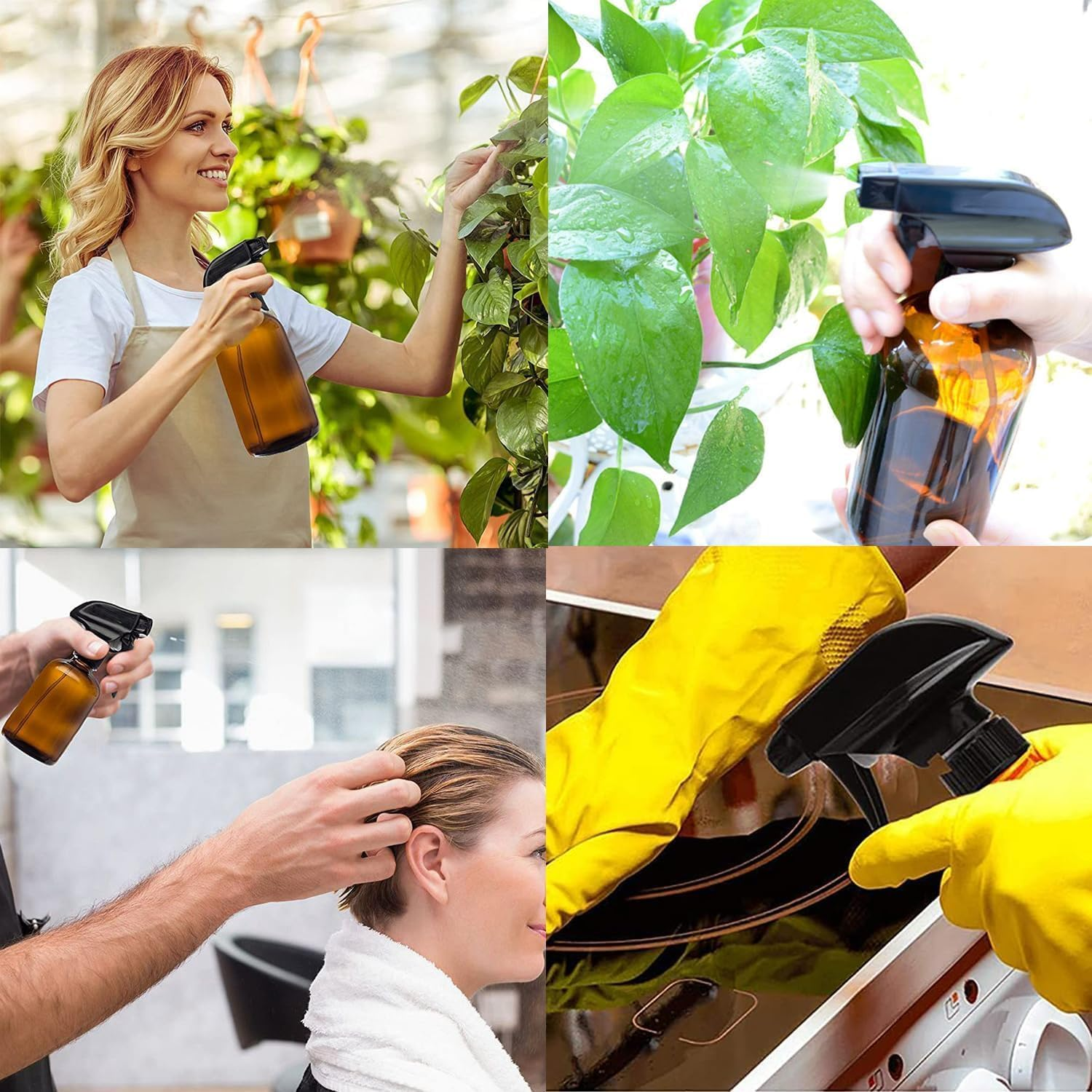 GIOD Amber Glass Spray Bottles 250Ml (2-Pack), Boston round Essential Oil Sprayers with UV Protection, Bpa-Free with Black Booster Spray Cap, Label, Funnel, Lid, Pipette