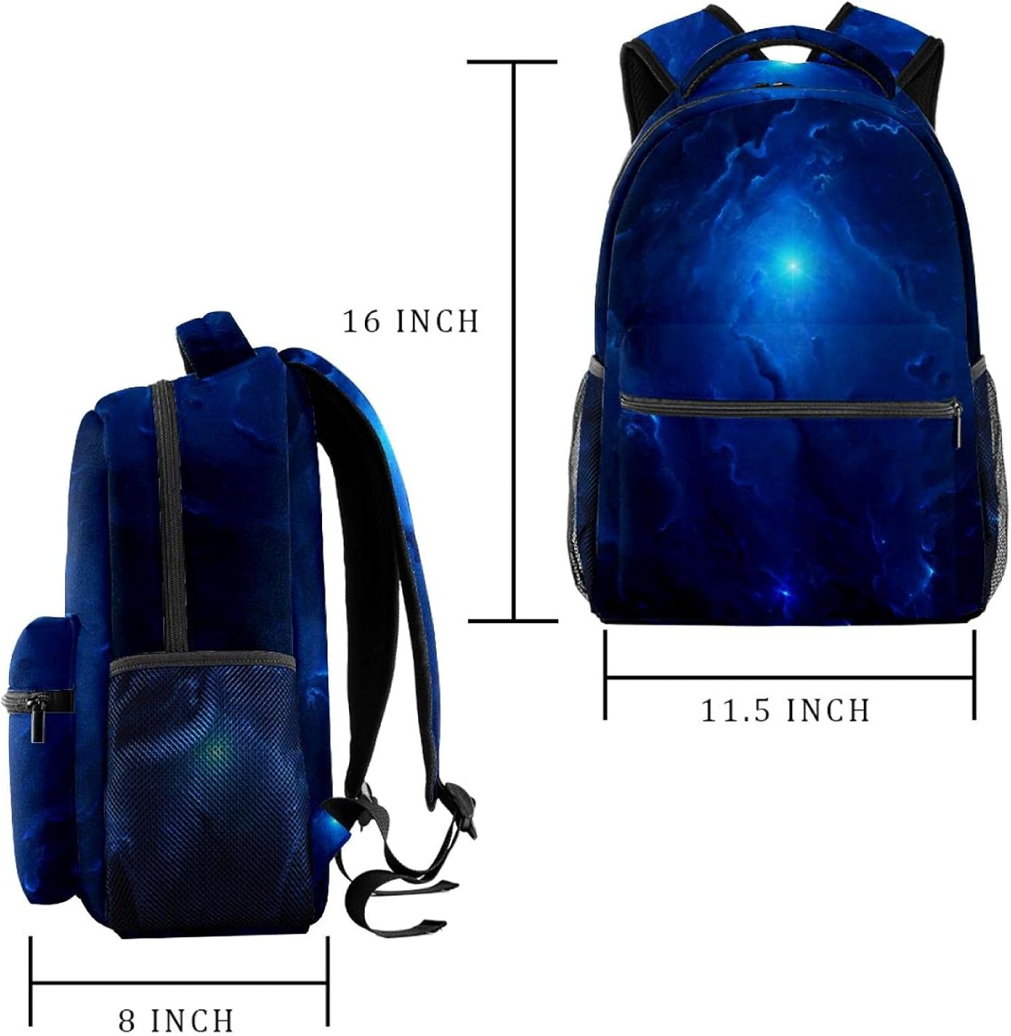 Blue Nebula Star Backpack Students Shoulder Bags Travel Bag College School Tote Backpacks image number 1