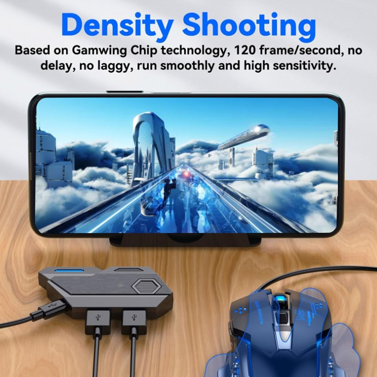 4 in 1 Mobile Game Combo Pack, Gaming Keyboard Mouse Converter Combo, Keyboard and Mouse Converter Supporting 5V 2000Ma Fast Charging (Converter, Keyboard, Mouse, Phone Holder) image number 6