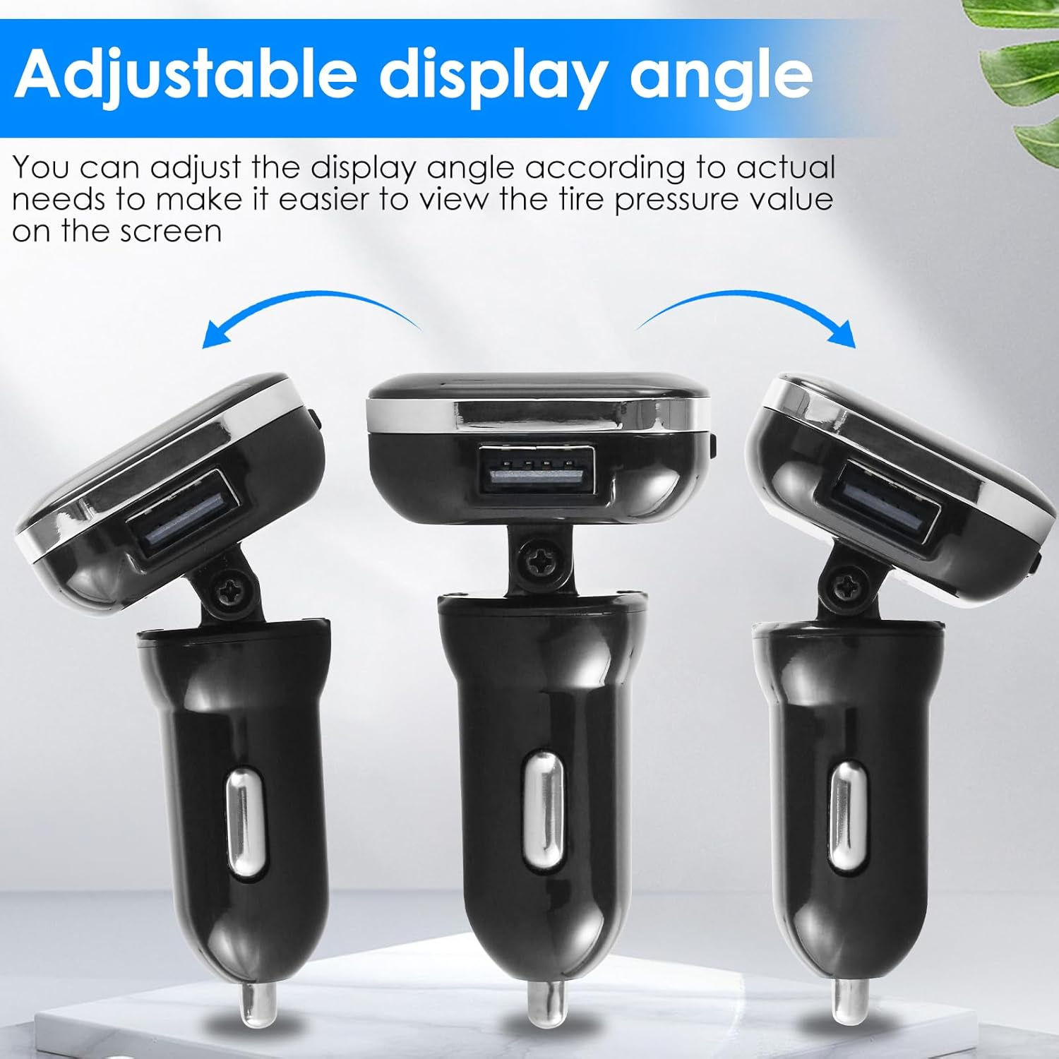 Tire Pressure Monitoring System TPMS Wireless Real-Time Tire Pressure Monitor System with 4 External Sensors and 6 Alarm Modes Adjustable Display Angle Tire Pressure Monitor for Car(Black) image number 3