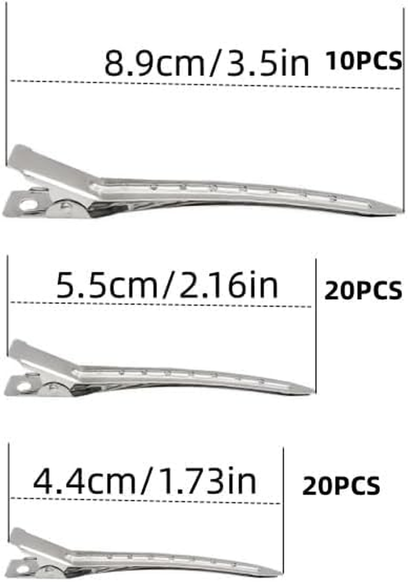 Metal Duck Billed Hair Clips for Styling Sectioning,Silver for Women Long Hair, Alligator Curl Clips for Hair Roller,Salon,Bows DIY with Case image number 4