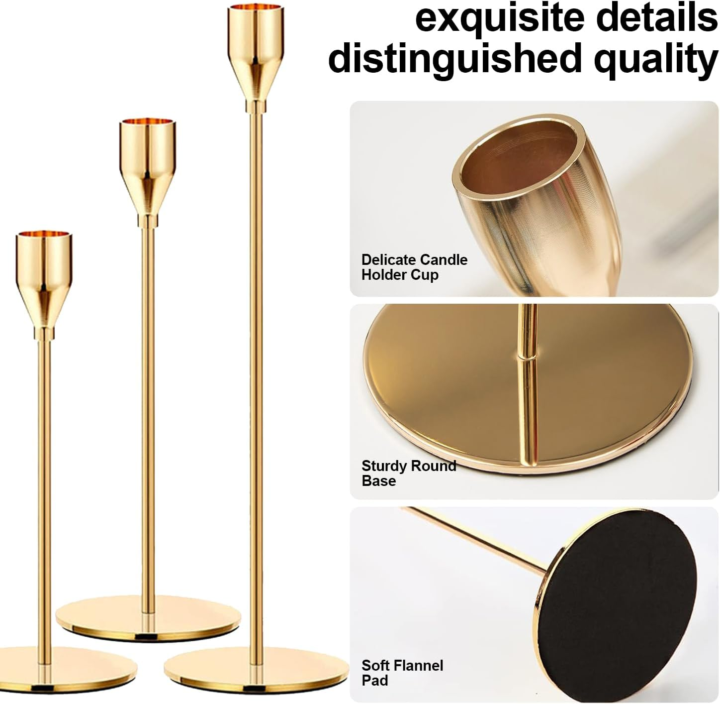 Candlestick Holders,Set of 6 Taper Candle Holders,H HOME-MART Vintage Taper Candle Holders Metal Candle Stick Holder Decor for Fireplace Party Dining Home