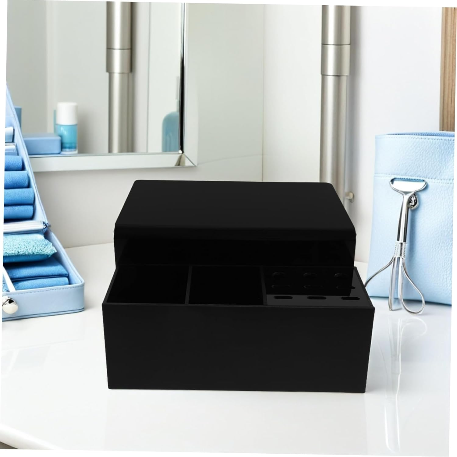 STAHAD Detachable Lash Pillow Shelf Organizer with Neck Cushion Portable Black Eyelash Extension Stand for Lash Tech Supplies Compact and Stable Salon Tool for Mobile image number 1