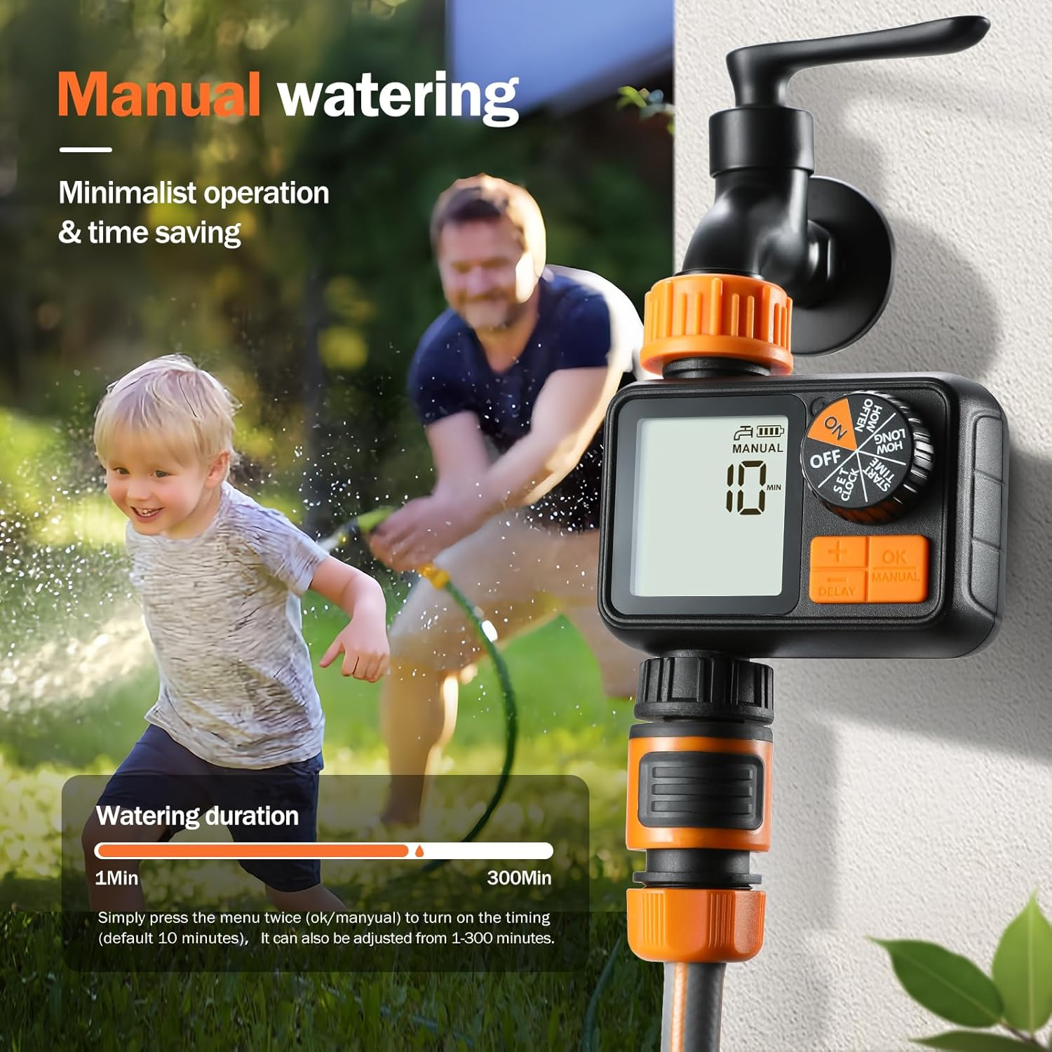 Sprinkler Timer, Programmable Garden Outdoor Hose Feature Timer with Rain Delay/Manual/Automatic Watering System for Lawns Pool (1 Outlet) image number 6