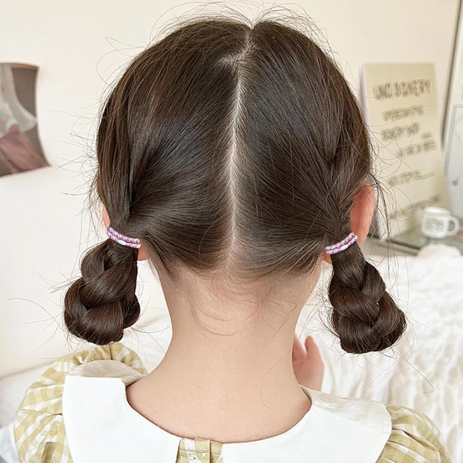 Pack of 15 Hair Bobbles Women'S Braided Elastic Hair Bands Soft Braid Bobbles for Girls Anti-Stress Hair Band Bracelet for Thick Hair Simple Hair Accessories for Everyday Sports and Yoga (Pink) image number 4