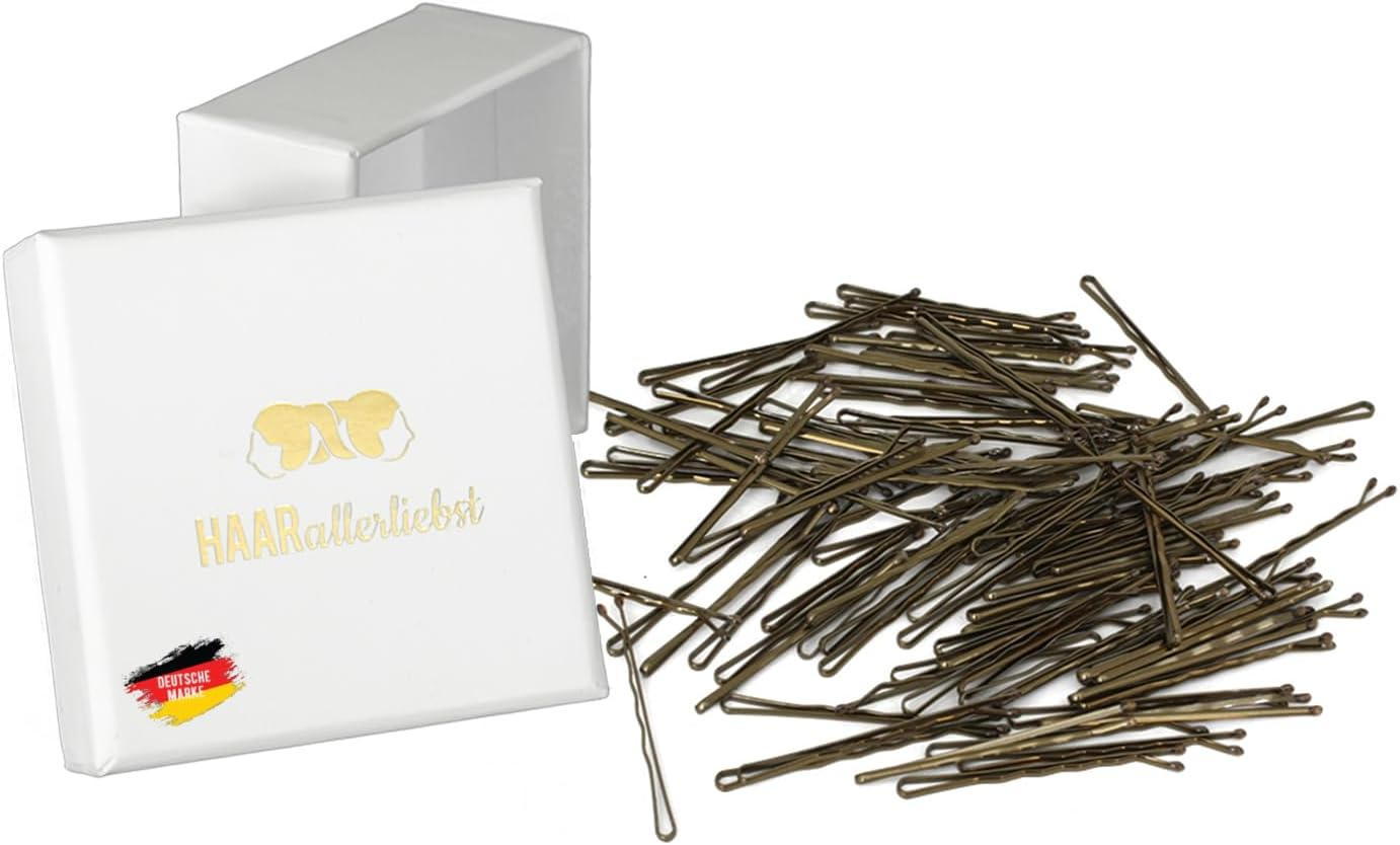 Haarallerliebst 100 Hair Pins - 5 Cm Bobby Pins - Gold for All Hair Colours - Women'S Hair Clips & Hair Pins in White Box - Perfect Hair Pin for Styling & Hold