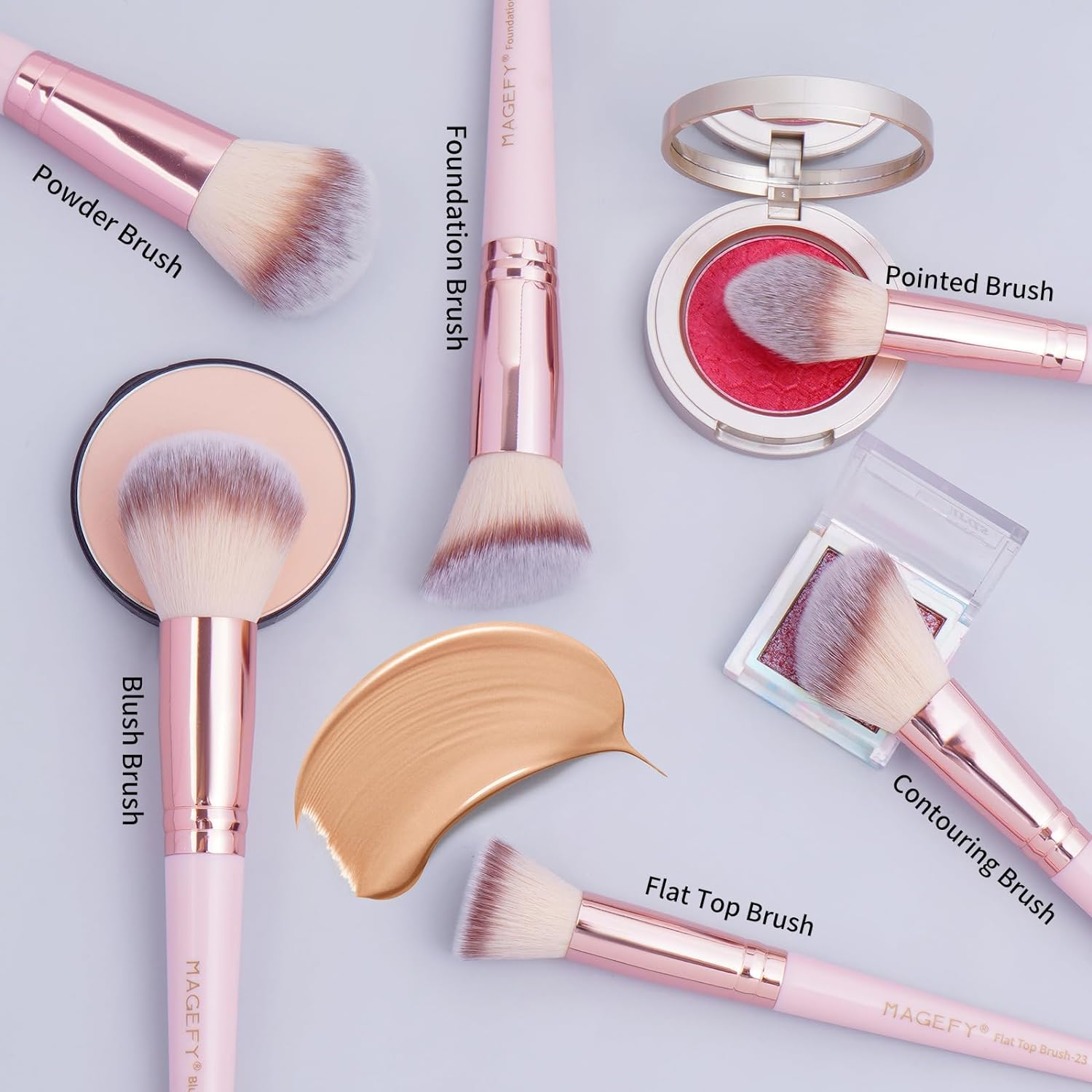 Makeup Brushes 28 Pcs Make up Brushes Professional Makeup Brushes Set Premium Synthetic Face Powder Blush Pointed Eyeshadow Blending Brush Kit with Gift Box(Pink) image number 5