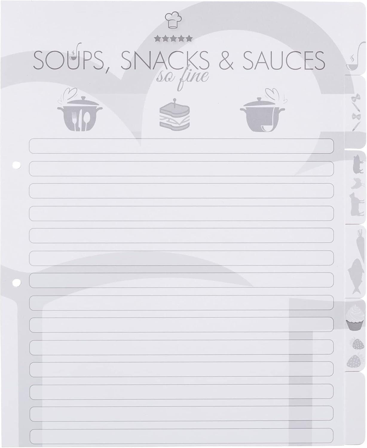 Herma 19662 Recipe Folder A4 for Writing Yourself Star of the Kitchen, 7 Cm Wide, Recipe Book with Index for Filing, Motif Ring Binder with Inner Print for Kitchen and Household for Cooking Recipes