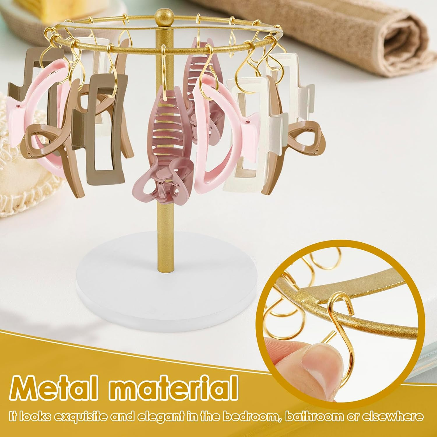 UKQRRTC Claw Clip Organizer, Metal Hair Clip Holder Stand, Space Saving Hair Accessories Display Stand for Women Girls image number 5