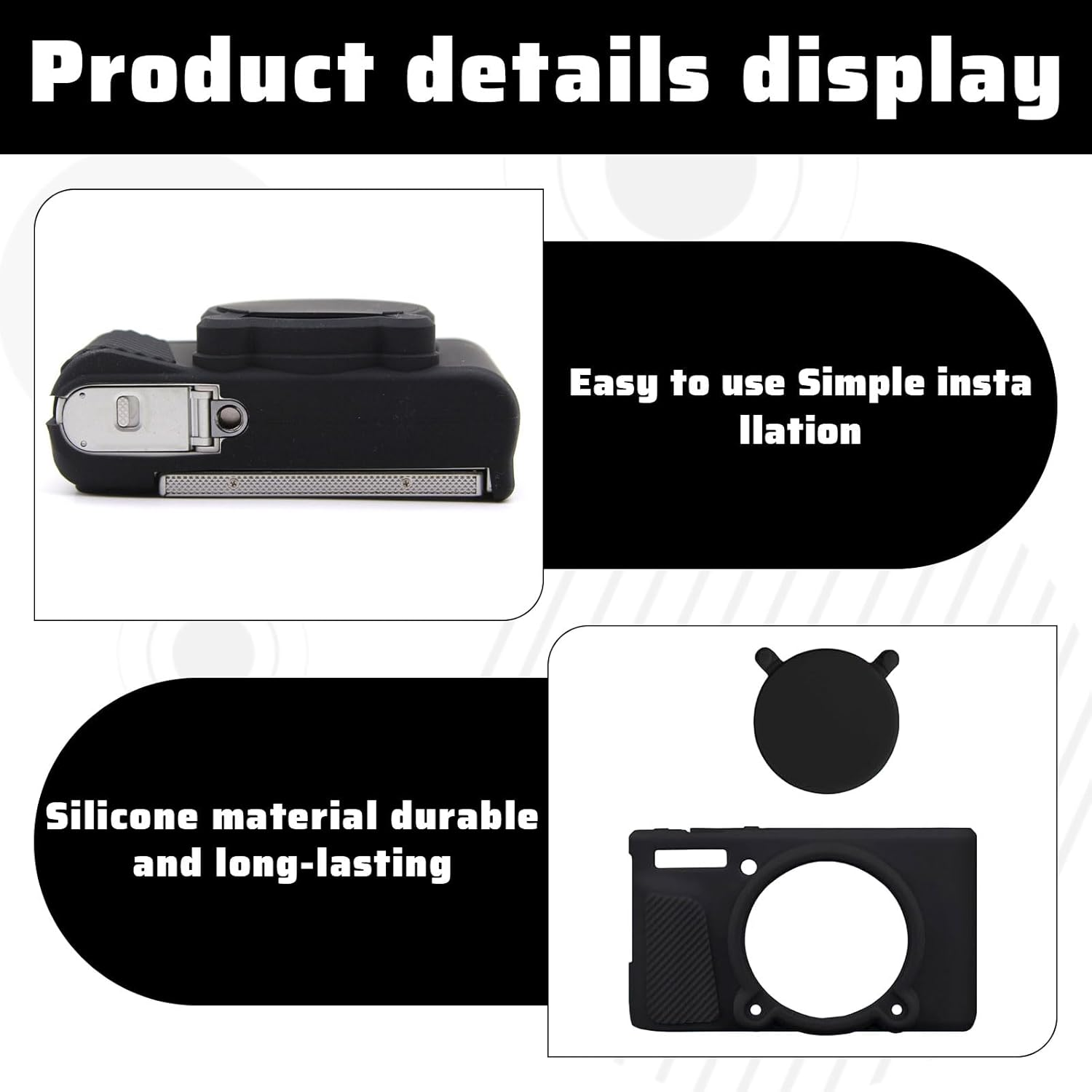 For Canon SX740 Hs Case, for Canon Powershot SX740 Hs Case, Powershot Camera Protective Cover for SX730/740 with Removable Lens Cover, Soft Silicone Protective with 740/730(Black) image number 3