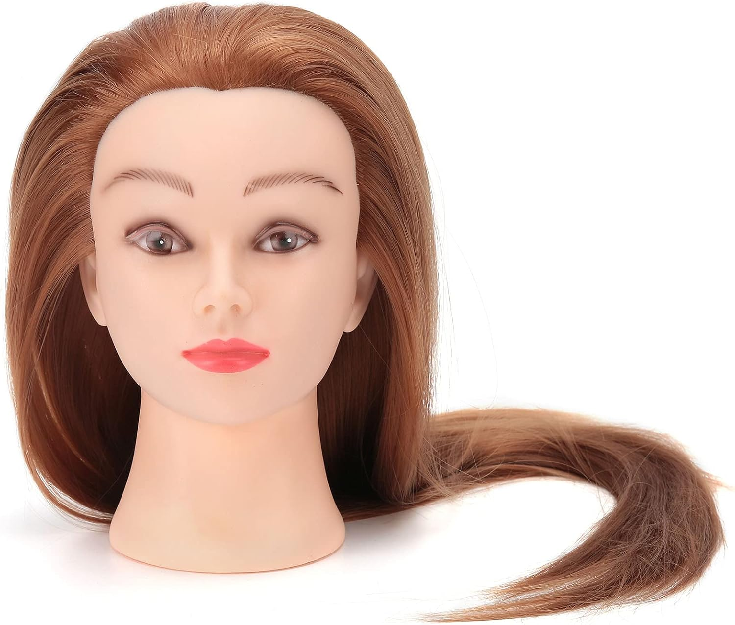 Synthetic Fiber Mannequin Head Hairdresser Training Head, Thick Hair, High-Temperature, Suitable for Practice Cutting, Braiding, Designing, with Table Clamp Stand image number 1
