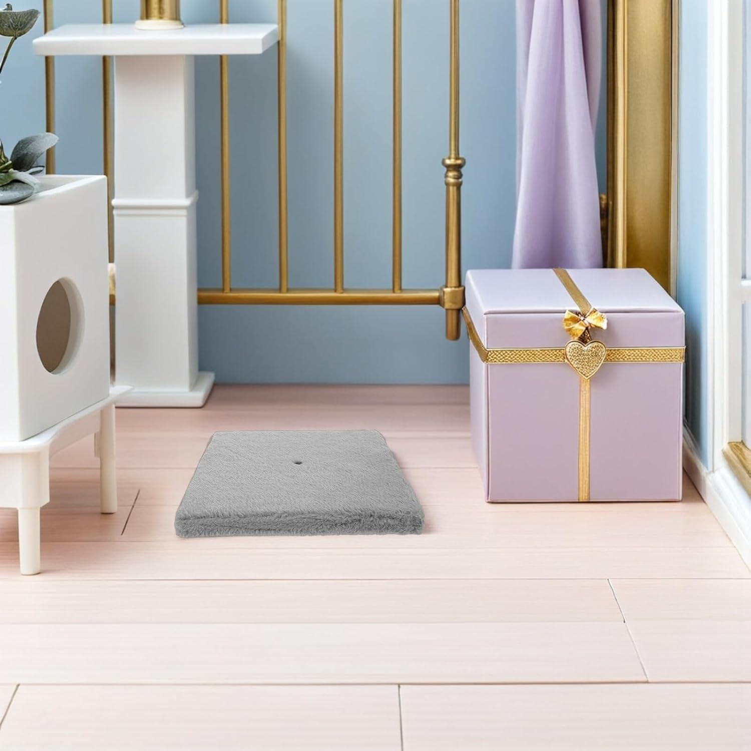 Yardwe Cat Scratching Board Base Grey Plush Cat Tree Replacement Platform for DIY Climbing Post Repair with Safe Rounded Edges Stable Support and Scratch Protection image number 2