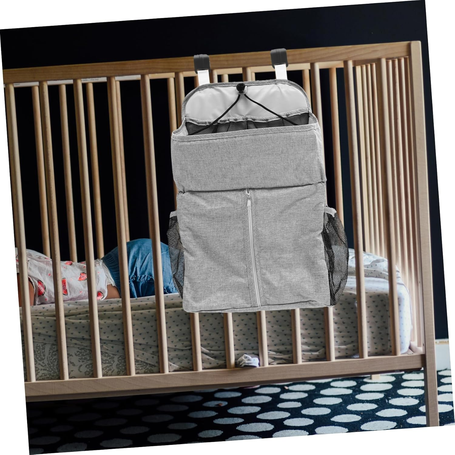 Nappy Caddy Diaper Bag Newborn Crib Storage Hanging Bag Washable Stylish image number 3