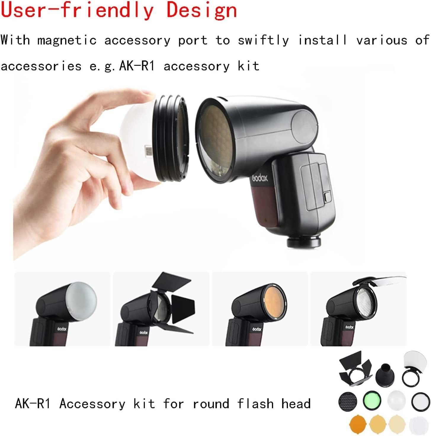 Godox V1-F round Head Camera Flash for Fujifilm Flash Speedlight,76Ws 2.4G 1/8000HSS,480 Full Power Shots,1.5S Recycle Time,2600Mah Li-Ion Battery image number 6