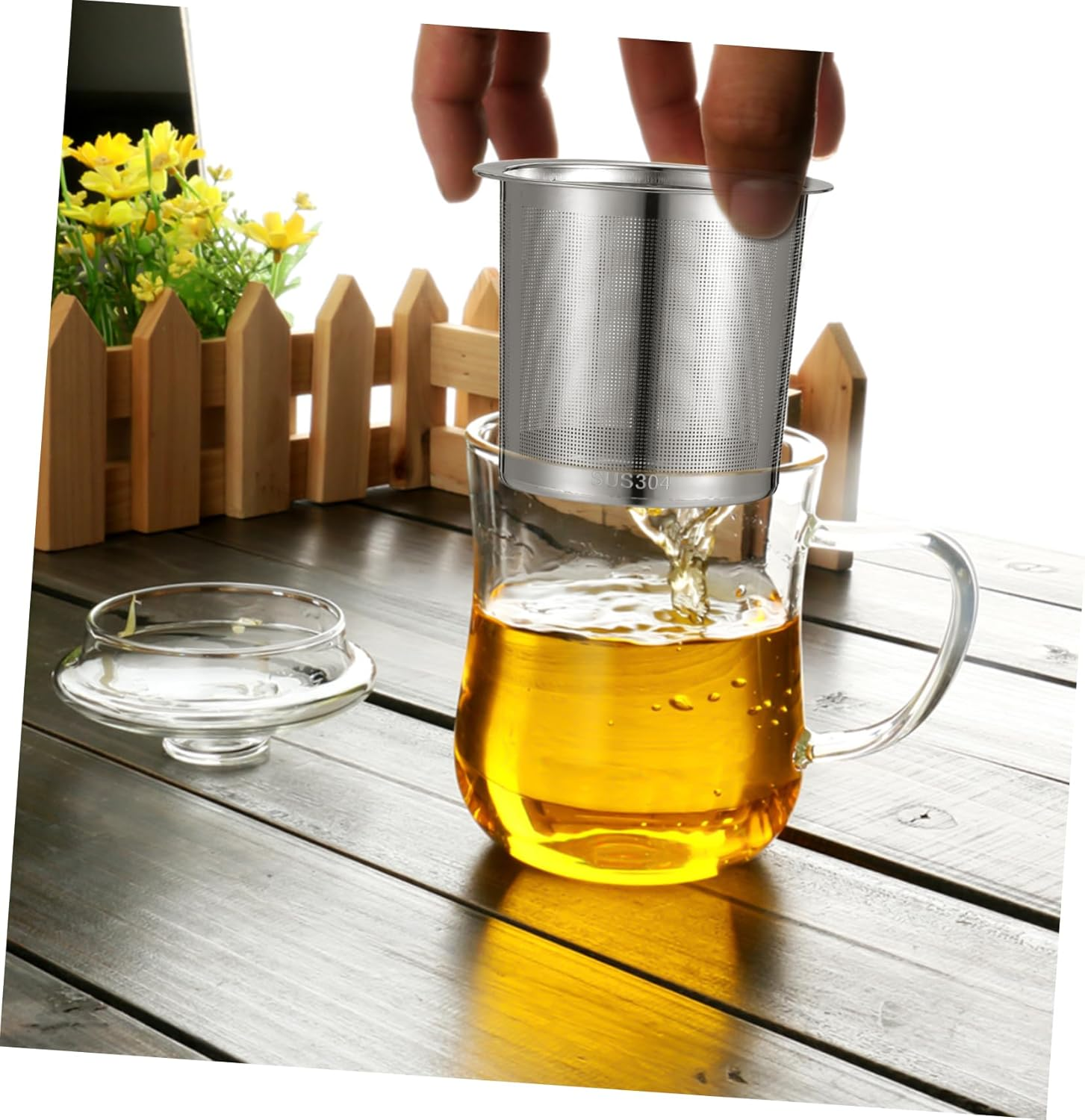 BEBEMOKO Stainless Steel Coffee Filter Mesh Tea Strainer 7Cm Sturdy Mesh Filter for Home Kitchen Coffee Shop Use