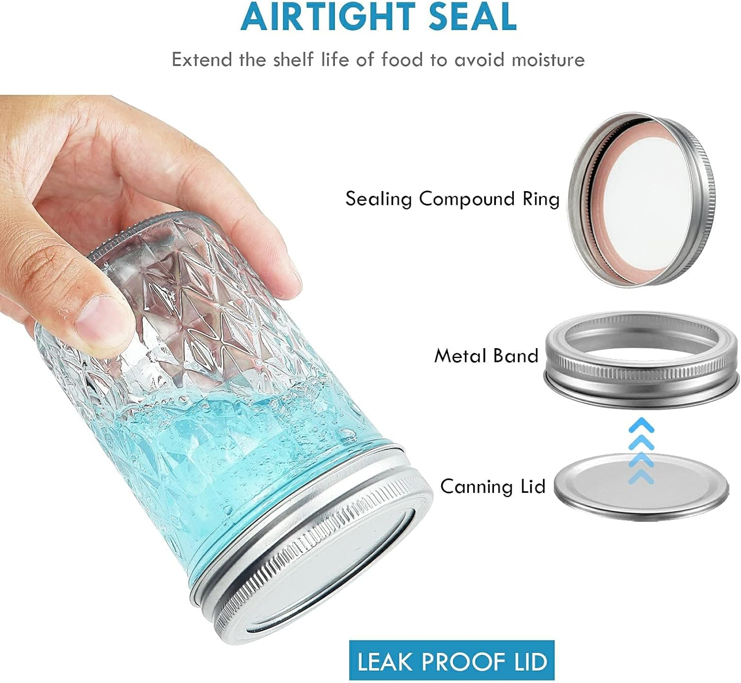 12 Pack 250Ml Mason Jars with Airtight Lids and Bands Glass Canning Jars Ideal for Preserving, Jam, Honey, Jelly, Wedding Favors, Shower Favors, Sauces, DIY Spice Jars, Salad image number 2