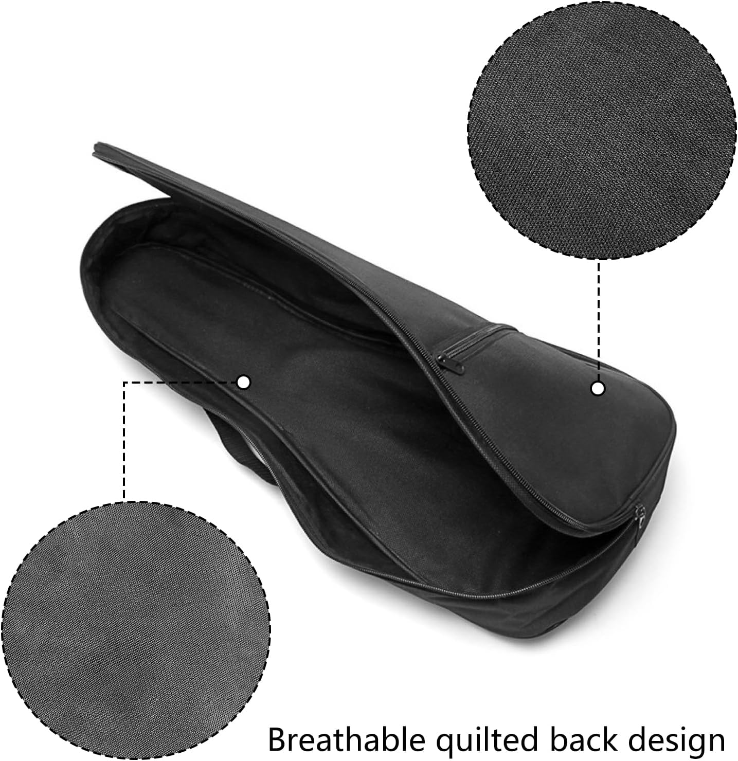 Musiin 23 Inch Ukulele Case Backpack Straps Gig Bag Case Storage for Travel Performance Concert Show (Black) image number 2