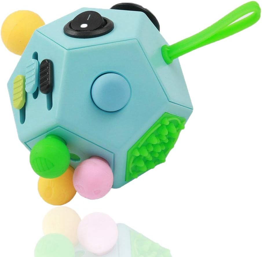 12 Side Fidget Cube,Fidget Toys Cube Relief Stress and Anxiety Depression anti for Kids and Adults with ADD, ADHD, OCD, Autism (Blue, Normal) image number 5