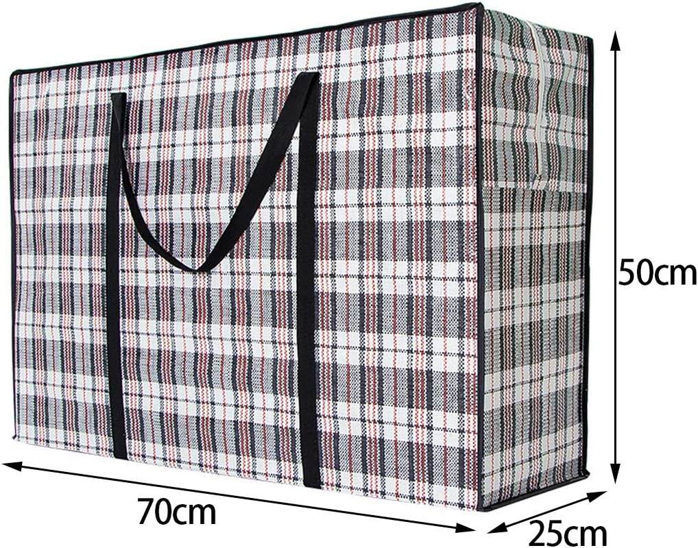 5 Pack Large Storage Laundry Bags Checkered Organizer Bag with Zipper and Handles for Comforters, Clothes, Bedding, Duvets image number 1