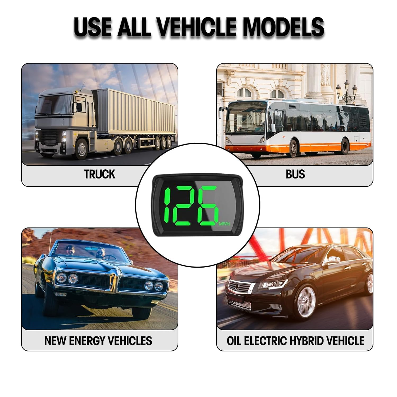 GUGUMO GPS Car HUD Digital Speedometer, MPH Speed Meter with LED Large Font Head up Display, Plug Play for Car Truck Motor SUV Golf Cart All Vehicles image number 3