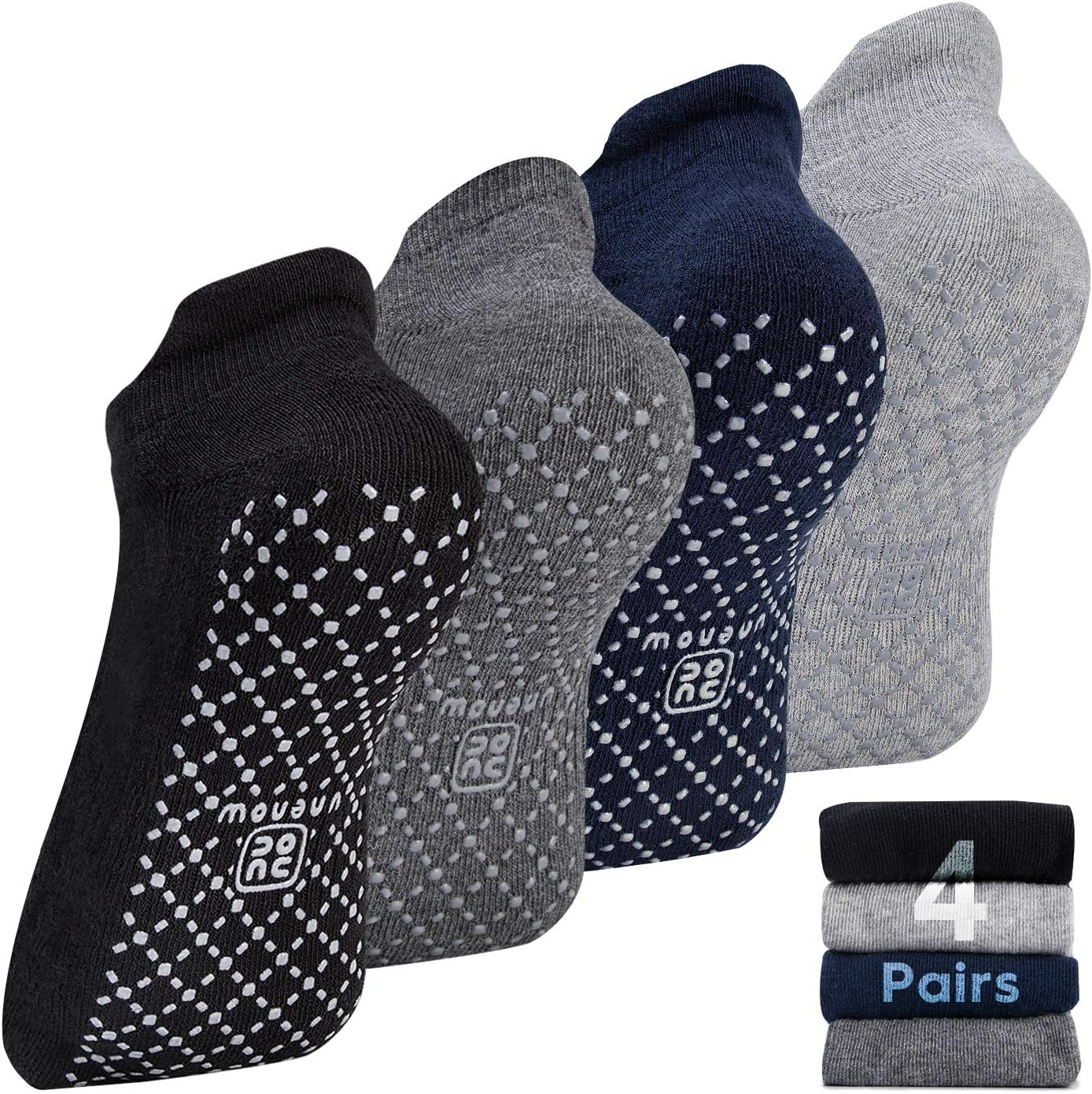 Unenow Unisex Non Slip Grip Socks with Cushion for Yoga, Pilates, Barre, Home & Hospital