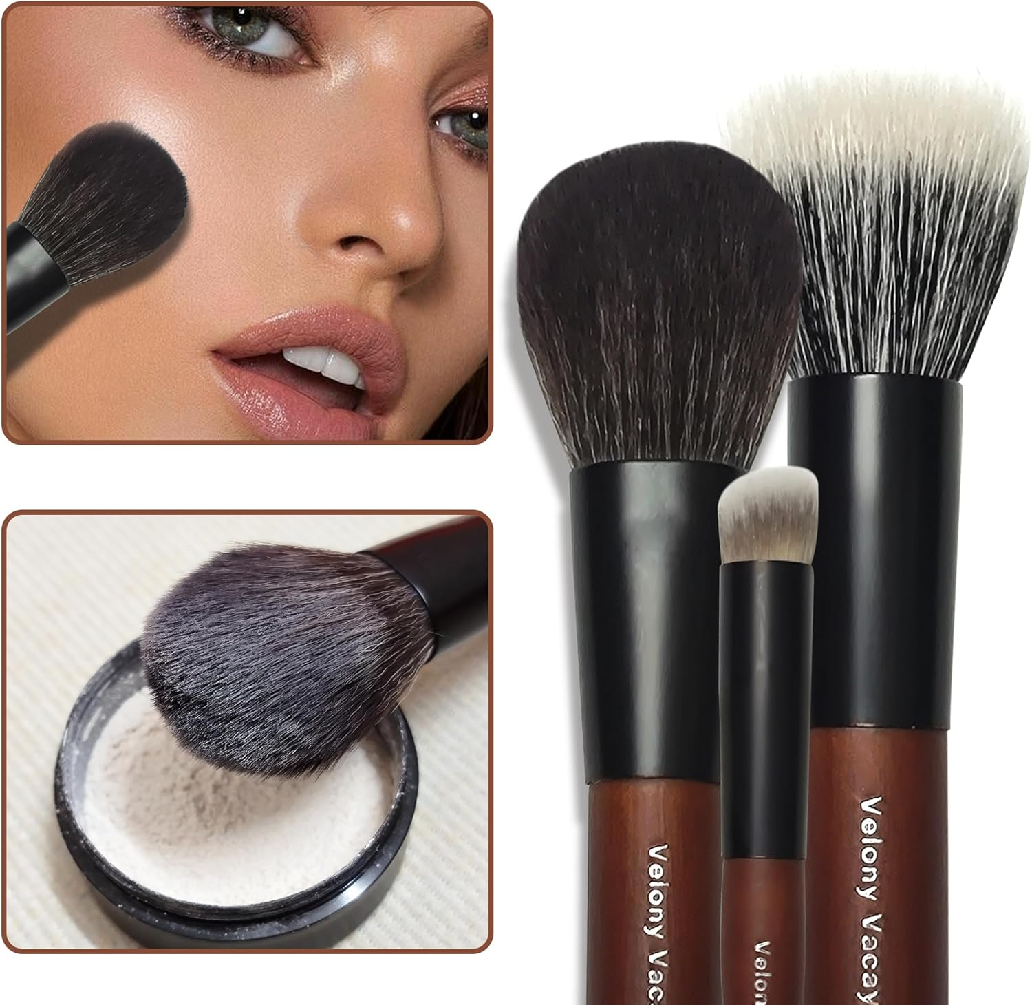 Mini Makeup Brush Set, 9 Full Face Mini Travel Make up Brushes Set, Synthetic & Natural Hair Makeup Brushes for Blush, Eyeshadow, Conceal, Eyebrow Brush, with a Compact Brush Case image number 4
