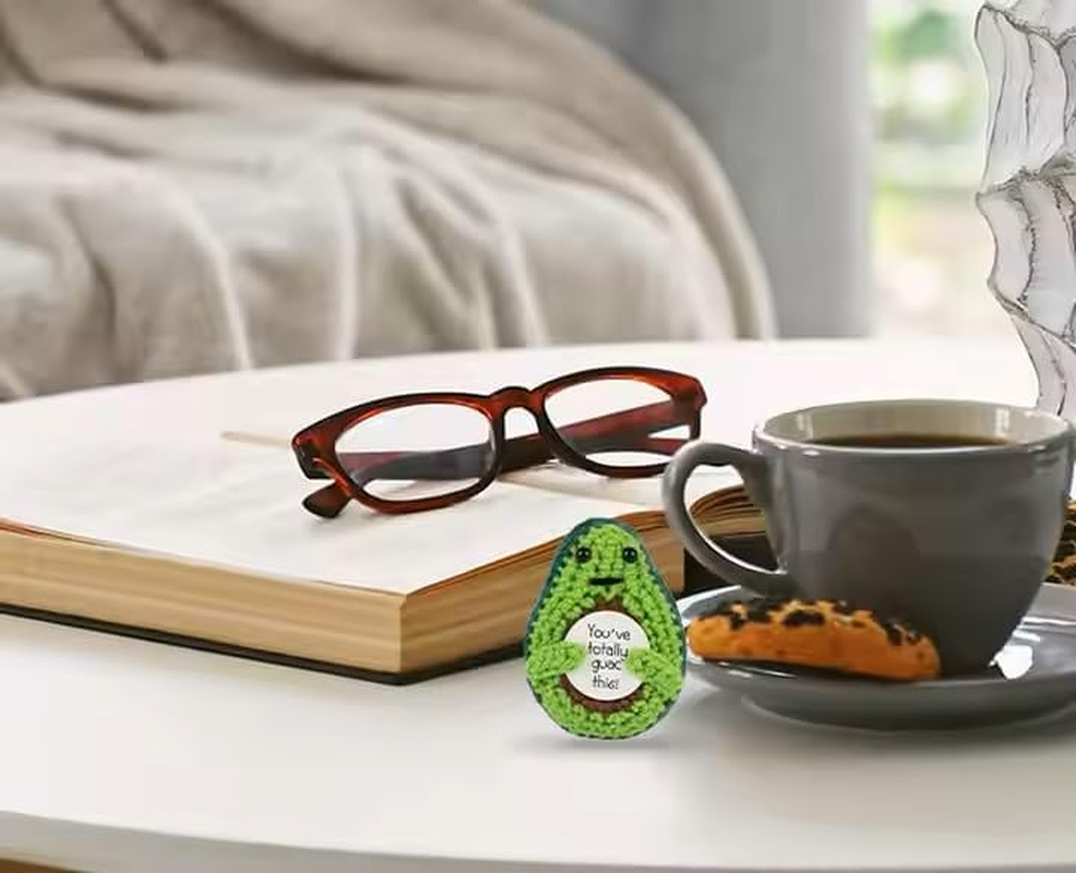 Fun Positive Energy Avocado Mini Crochet Avocado and Positive Energy Affirmation Card Good Luck Inspirational Novelty Gifts and Party Decorations Holiday Gifts