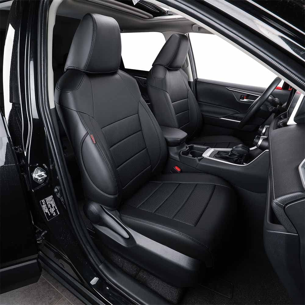 EKR RAV4 Hybrid Seat Covers Custom Fit for Toyota RAV4 Hybrid Cruiser/Hybrid Gx/Hybrid GXL 2019 2020 2021 2022 2023 2024 Leather Car Seat Covers Full Set -Nappa Leather A81 Diamond(Black)