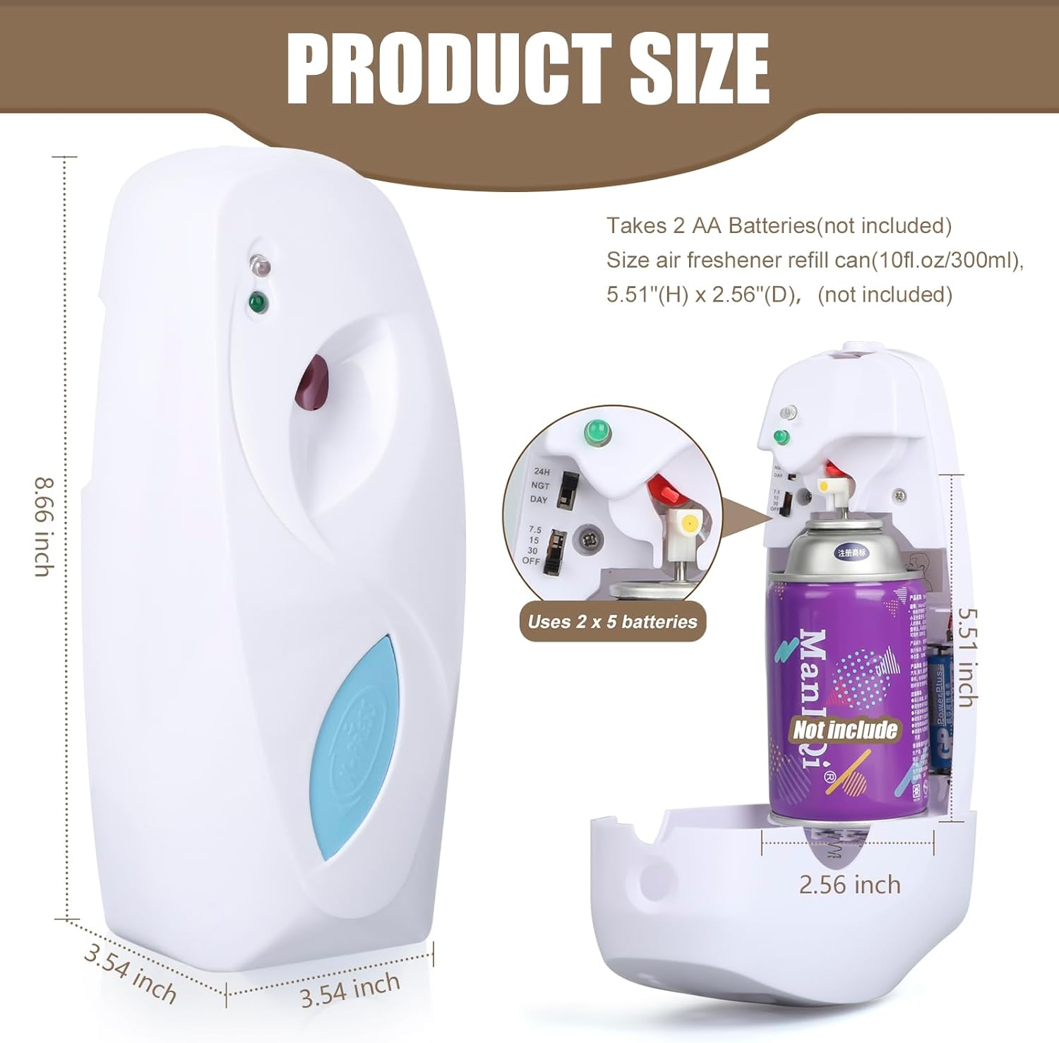 Automatic Air Freshener Spray Dispenser Wall Mounted/Free Standing Auto Sensor Spray Dispenser for Bathroom Washroom Hotel Office White image number 4