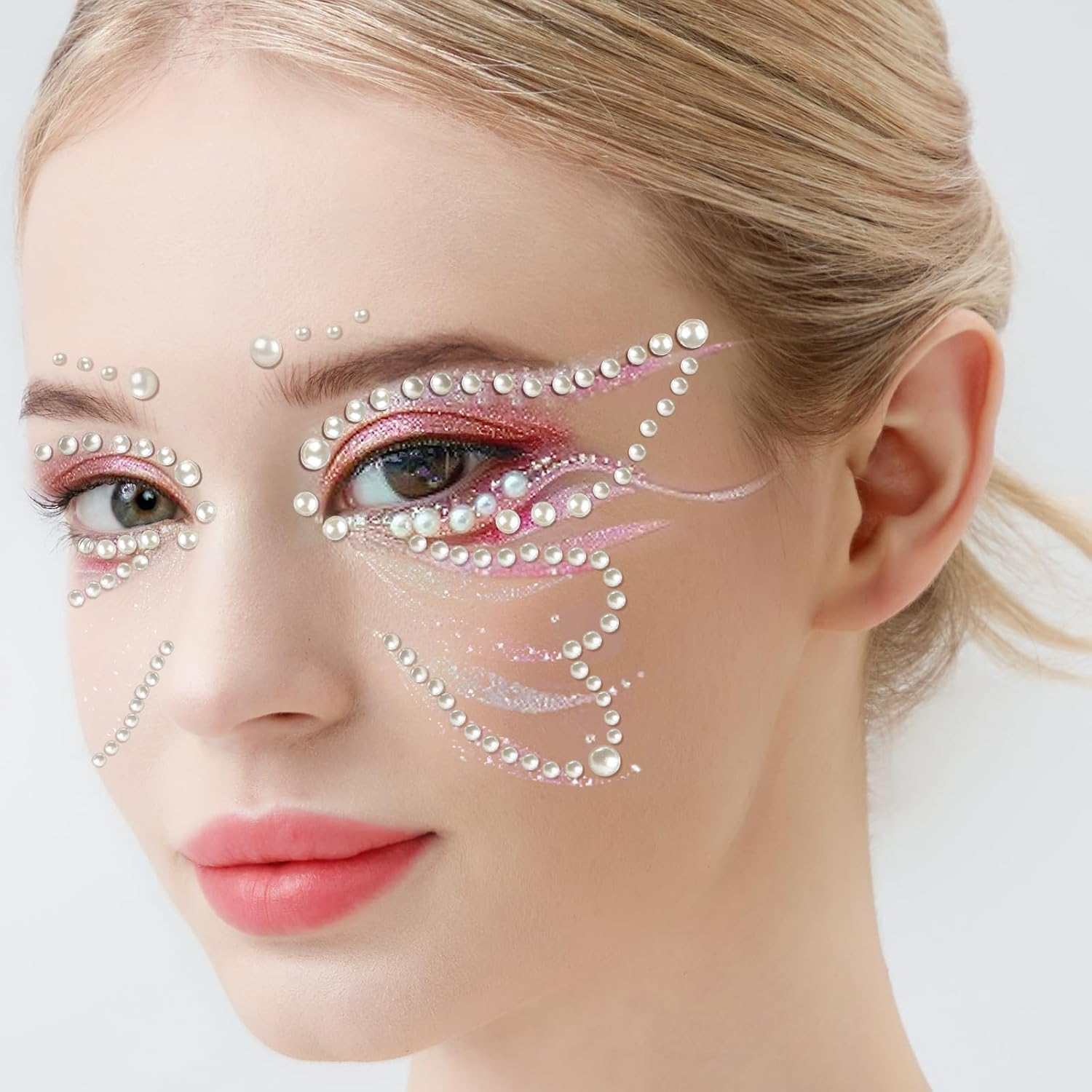 Face Gems Self Adhesive Face Gems and Pearls for Makeup, Halloween Decor，Rhinestone Stickers, Eye, Makeup, Rhinestone Festival Jewels, Hair Gems for Woman Kid'S image number 6