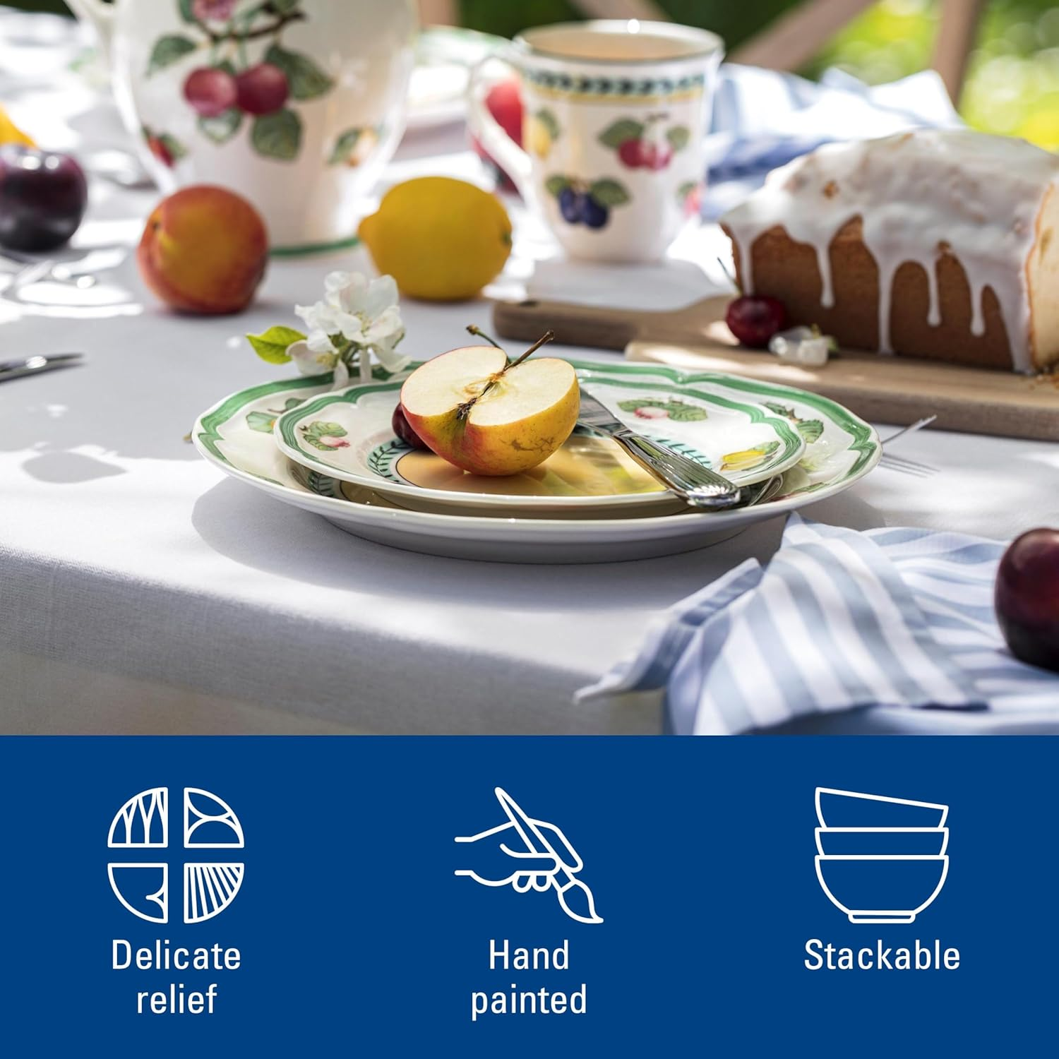 Villeroy & Boch - French Garden Fleurence Breakfast Plate, round Plate in Premium Porcelain with Summery Fruit Motifs, Country Style, 21 Cm - Multicolour image number 5