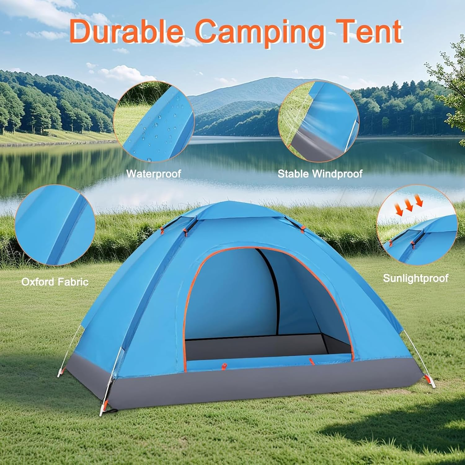 Camping Tent,Heyinova Pop up Beach Tent 2-3 Person,Easy Setup,With Carrying Bag,Pop up Tents Desert Camping,Weatherproof Tents for Festivals, Backyard, Sleepovers ﻿ image number 2