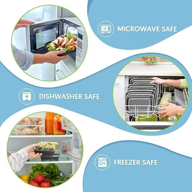 LALOCAPEYO Meal Prep Container 1 Compartment - 35 Pack Extra-Thick Food Storage Containers W/Lids Plastic Bento Box Reusable BPA Free Lunch Boxes (830Ml) image number 3