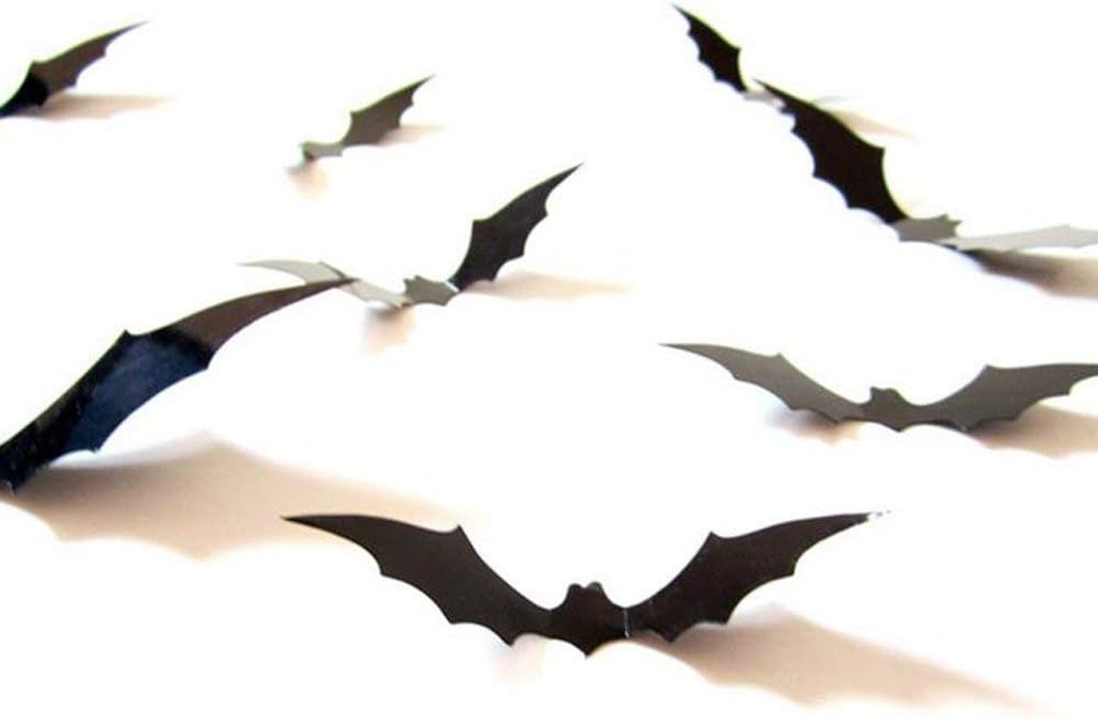 Weforu 120Pcs/Lot 3D DIY PVC Black Bat Wall Sticker Room Home Decor Art Halloween Decoration Gift Removable Wall Decals image number 2