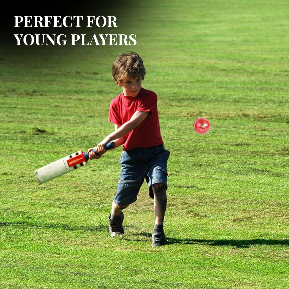 Junior Cricket Balls School Youth Leather Hard Balls Weight 4.75Oz Pack of 6 - Red image number 2